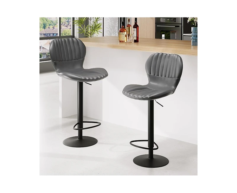 gaomon Bar Stools Set of 4, Modern Swivel Bar Chairs, Adjustable Counter Height Bar Stools with High Backrest, Easy 5 Minute Assembly for Kitchen Isla