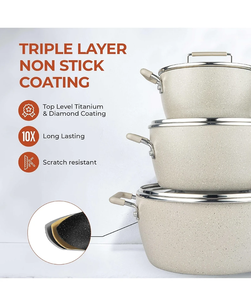 Granitestone Desert Collection 6-Piece Nonstick Nesting Stock Pots Set