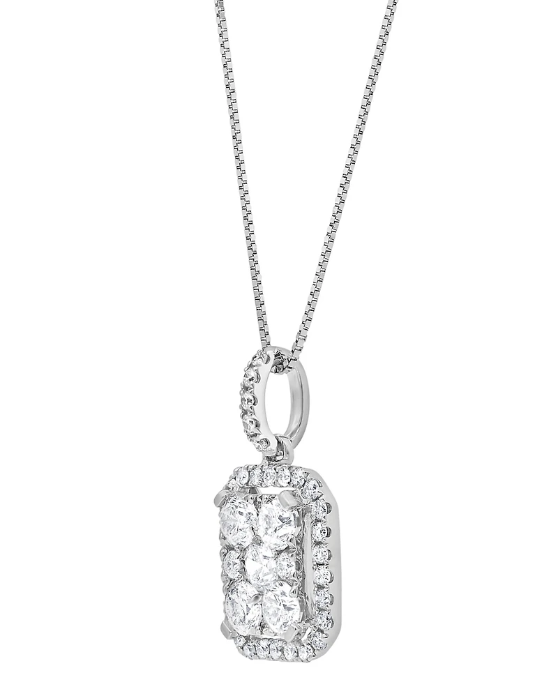 Diamond Halo 18" Pendant Necklace (1 ct. t.w.) in 14k White Gold