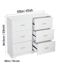 gaomon 6-Drawer Dresser, Retro Chest Of Drawers With Metal Handle, Modern Double Dresser- Large Storage Cabinet For Bedroom