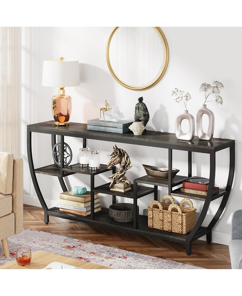 Tribesigns Rustic Console Table with Storage and Shelves,70.9 Inch Long Industrial Entryway Tv Stand
