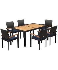 Outsunny 7 Pieces Patio Dining Set Outdoor with Space-Saving Design,