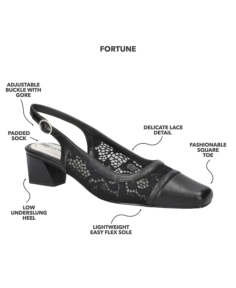 Easy Street Women's Fortune Square Toe Slingback Pumps