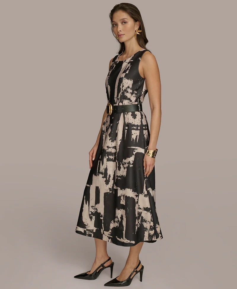 Donna Karan New York Women's Printed Belted A-Line Dress