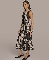 Donna Karan New York Women's Printed Belted A-Line Dress