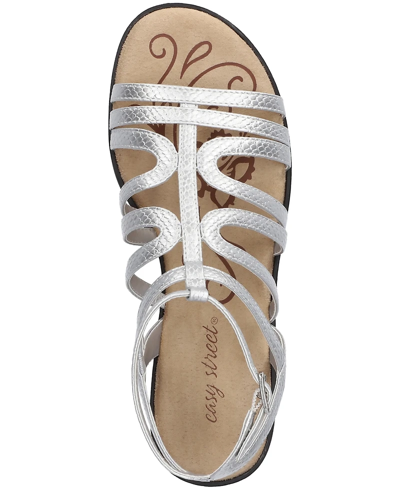 Easy Street Women's Daylily Gladiator Buckle Flat Sandals