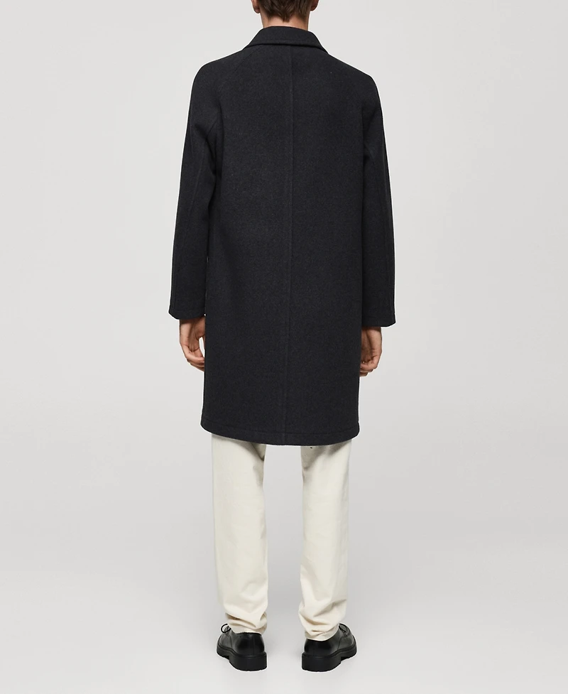 Mango Men's Pocketed Wool Coat