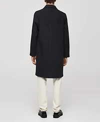 Mango Men's Pocketed Wool Coat