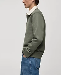 Mango Men's Front Text Polo Sweatshirt