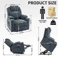 Up to 350 Lbs Power Lift Recliner Chair Heavy Duty Motion Mechanism with 8-Point Vibration Massage and Lumbar Heating, Usb Type-c Ports