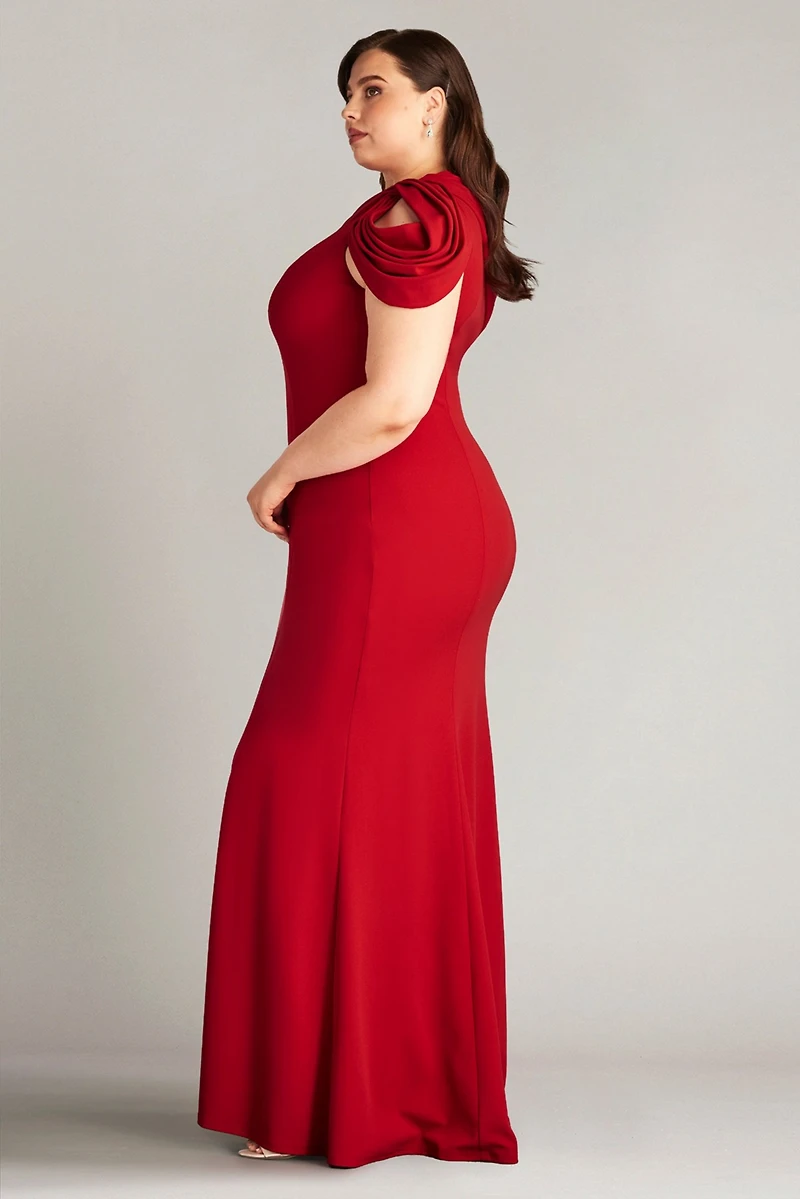 Tadashi Shoji Plus Size Copley Shoulder Drape Gown