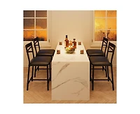 Bar Stools, Bar Chairs Set of 2, Modern Counter Bar Stools with Back & Footrest, Upholstered Island Chairs, Metal Frame Counter Height Barstool for Di