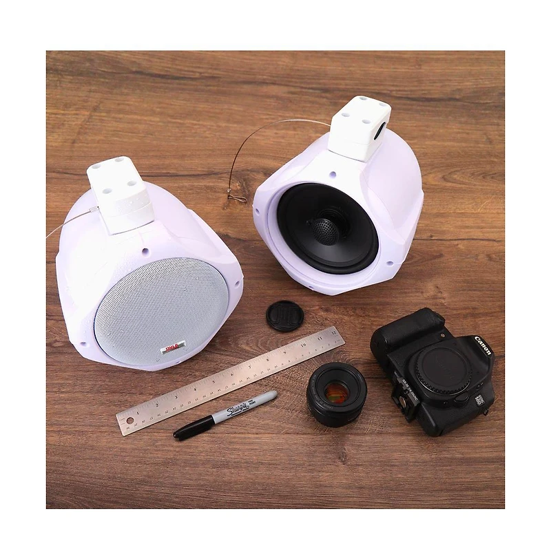 Pyle 6.5" Marine Wakeboard Tower Speakers - 200W Waterproof, Dual Bullet Style, White (PLMRW65