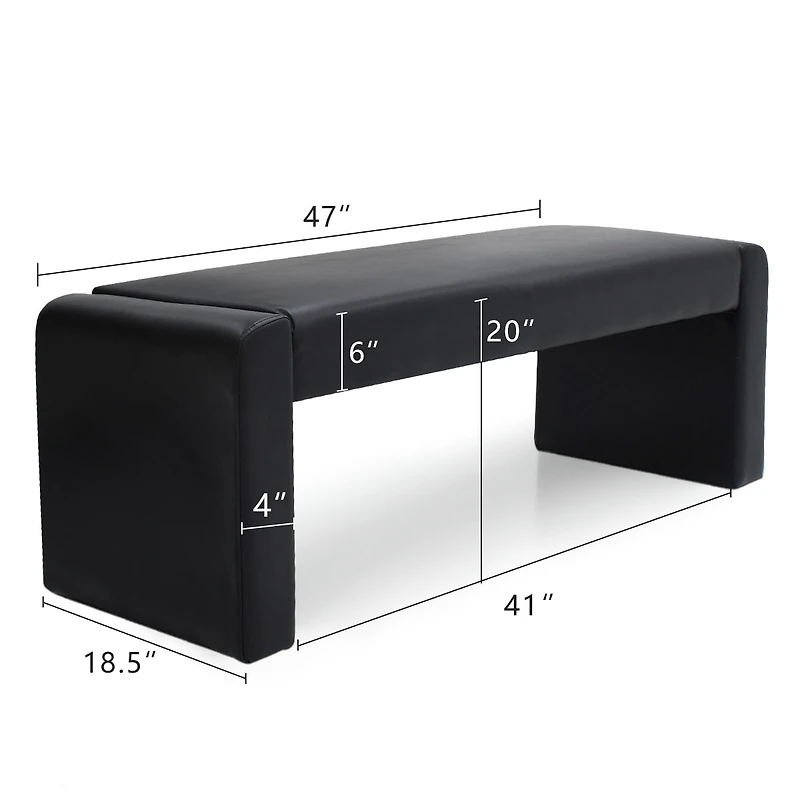 47" Faux Leather Upholstered Bedroom Waterfall Benches-Maison Boucle