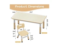 gaomon Kids Table and Chair Set, Height Adjustable Toddler Table and 4 Chairs Set for Ages 2-10, Graffiti Desktop, Non-Slip Legs, Arts & Crafts Table