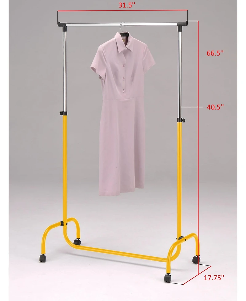Kings Brand Furniture Standard Rod Clothing Garment Rack, Rolling Clothes Organizer on Wheels for Hanging Clothes