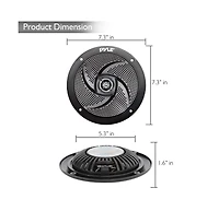 Pyle 6.5'' Low-Profile Waterproof Marine Speakers, 240W, Black (Pair)