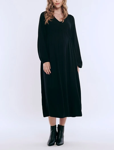 Motherhood Maternity Long Sleeve Button Front Midi Dress