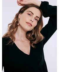 Motherhood Maternity Long Sleeve Button Front Midi Dress