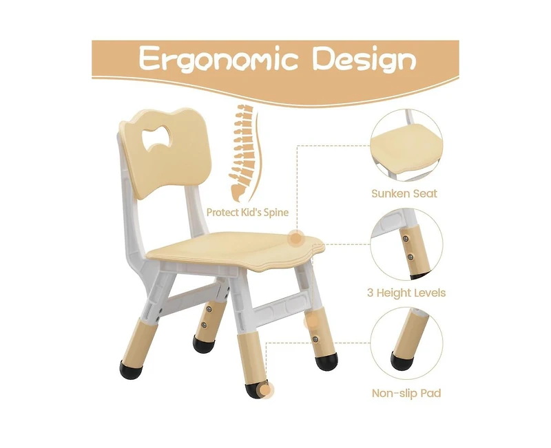 gaomon Toddler Table and 4 Chairs Set with Graffiti Desktop, Height Adjustable Kids Table and Chairs Set with Storage, Non-Slip Legs, Kids Activity Ta