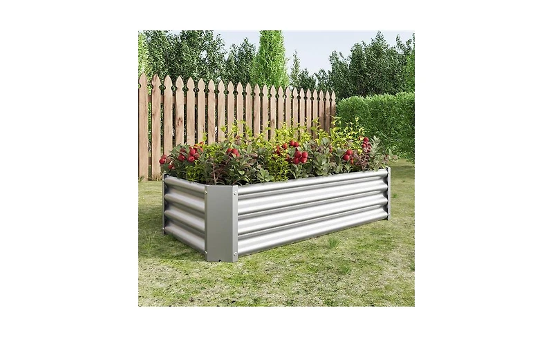 Slickblue Metal Raised Garden Bed Rectangular Planter for Flowers, Vegetables, and Herbs