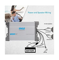 Pyle 2-Channel Waterproof Marine Amplifier Kit - 600 Watt, Aux/Rca Input