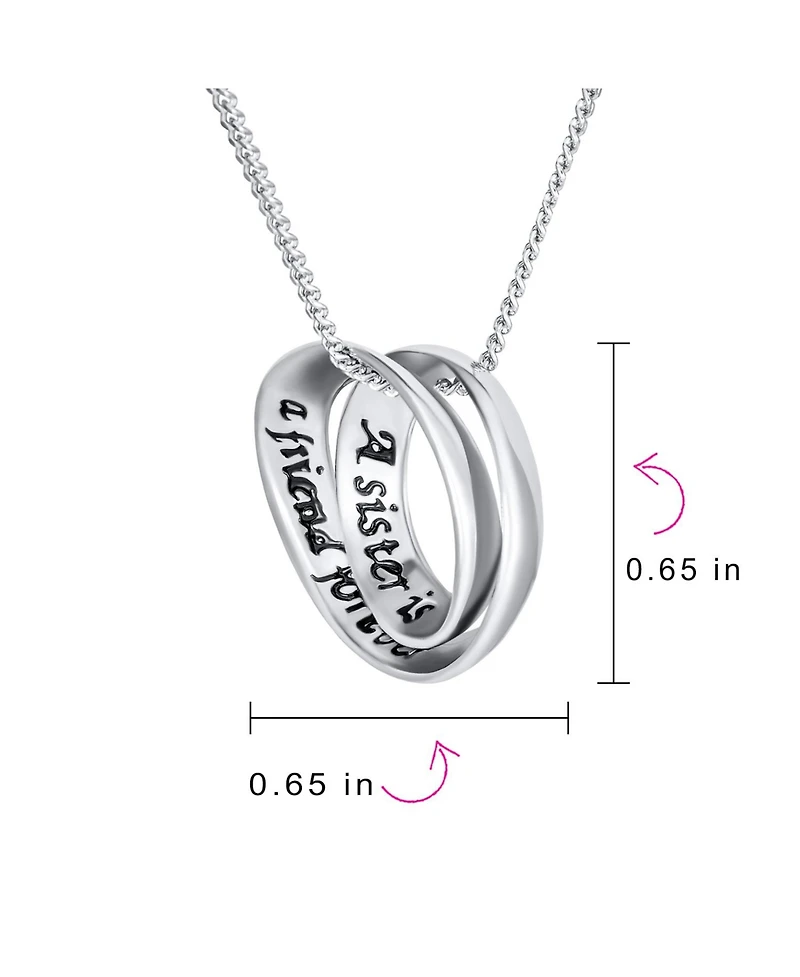 Bling Jewelry Sister Bond Circle Heart Pendant Sisters Necklace .925 Sterling Silver