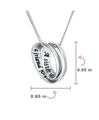 Bling Jewelry Sister Bond Circle Heart Pendant Sisters Necklace .925 Sterling Silver