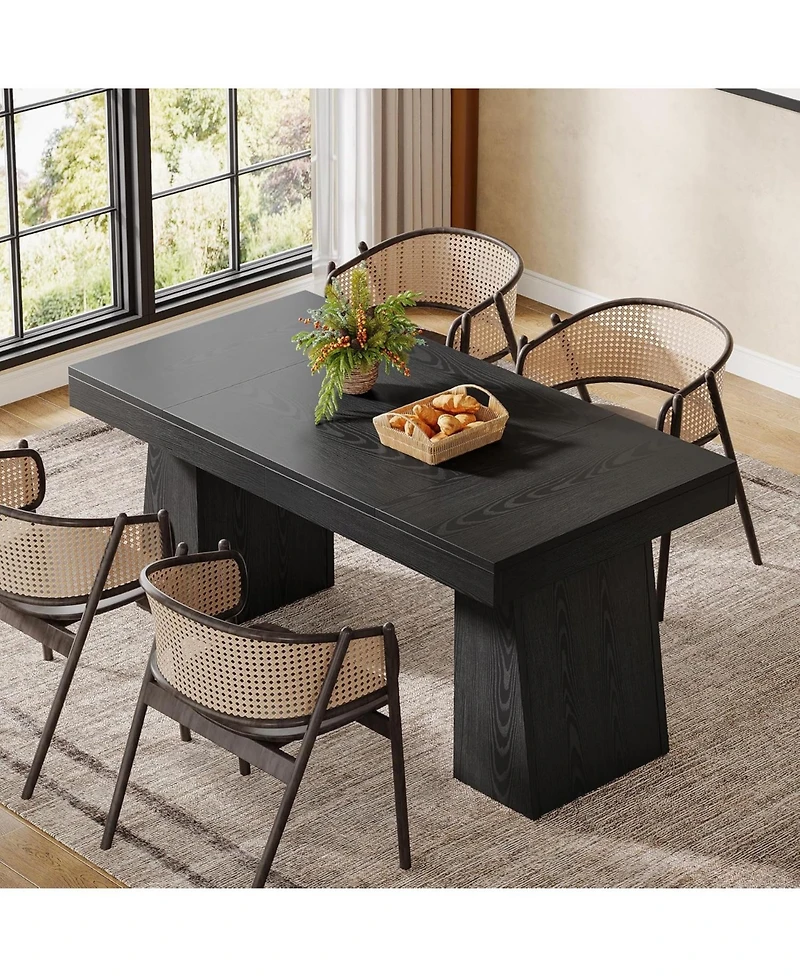 Tribesigns 55-Inch Dining Table for 4-6, Rectangular Room with Sturdy Legs, Wood Kitchen Dinner Room, Kitchen, Home