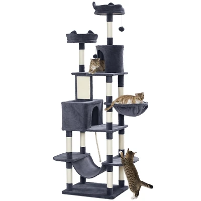PawHut 81" Cat Tree w/ Cat Scratching Posts for Large Adult Cats, Dark