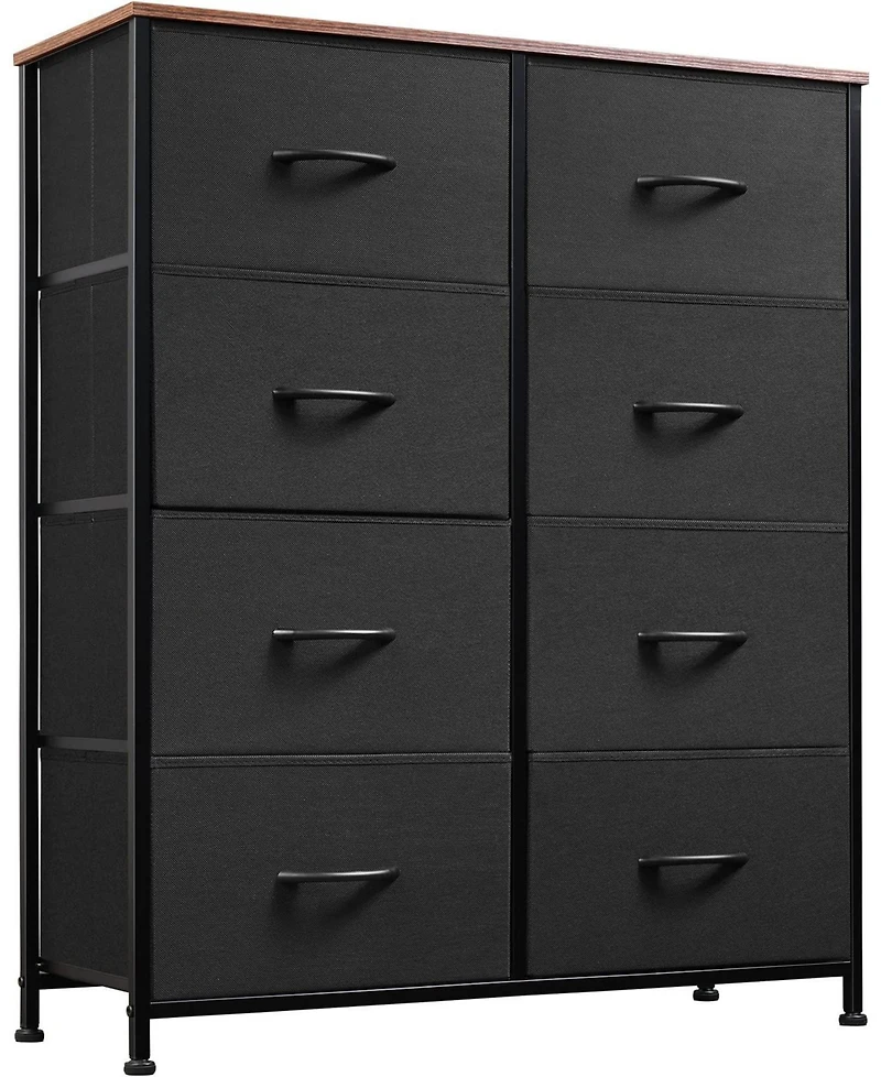 Wlive Fabric Dresser for Bedroom Tall with 8 Drawers Storage Tower Bins Double Chest of Closet Living Room Hal