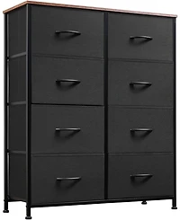 Wlive Fabric Dresser for Bedroom Tall with 8 Drawers Storage Tower Bins Double Chest of Closet Living Room Hal
