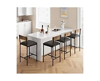 Bar Stools Set of 2, Kitchen with Footrest, 25.5 Inches Upholstered Chairs Back, 2 Counter Height Barstools for Bar, Islan