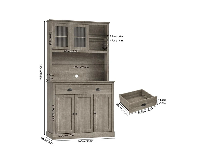 gaomon Kitchen Pantry Storage Cabinet, 71" Tall Wood Pantry Cabinet with Microwave Stand, Modern Kitchen Hutch Cabinet