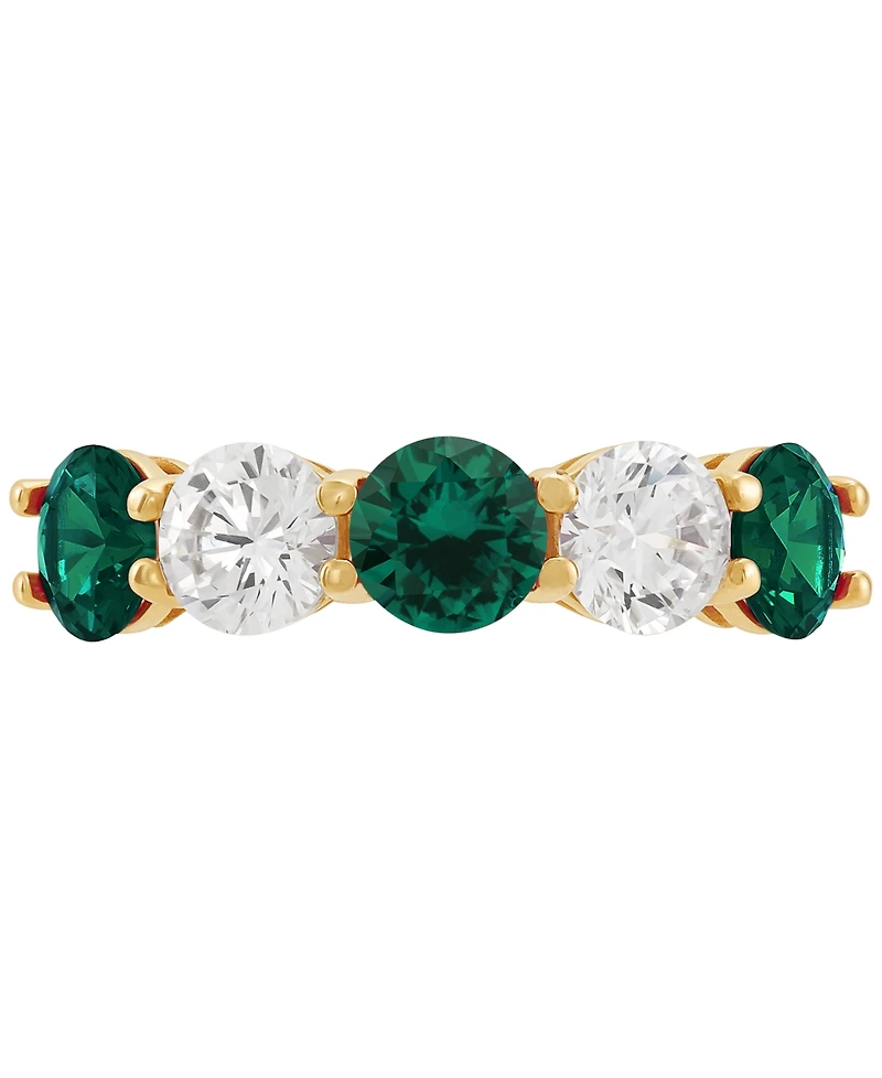 Grown With Love Lab Emerald (1-1/3 ct. t.w.) & Diamond (1 Five Stone Ring 14k Gold (Also Ruby Sa