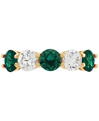 Grown With Love Lab Emerald (1-1/3 ct. t.w.) & Diamond (1 Five Stone Ring 14k Gold (Also Ruby Sa
