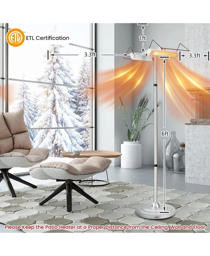 Sugift 1500W Standing Electric Heater with Double-sided Heating