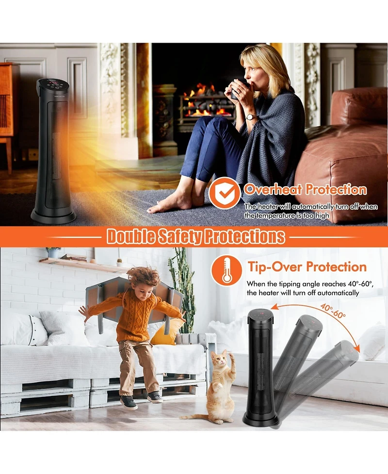 Sugift 1500W Ptc Fast Heating Space Heater with Remote Control