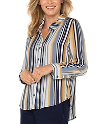Liverpool Los Angeles Women's Striped Button-Front Shirt