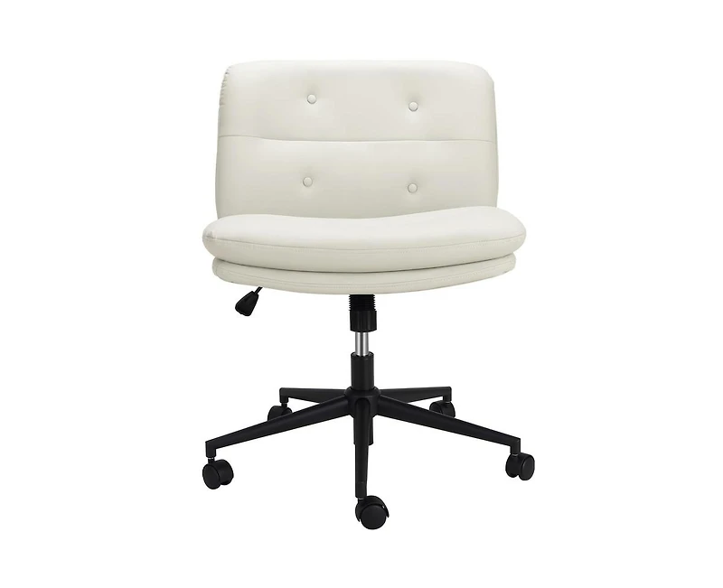 gaomon Office Chair with Wheels, Wide Seat Swivel Leather Armless Criss Cross Chair, 360° Height Adjustable Swivel Desk Chair