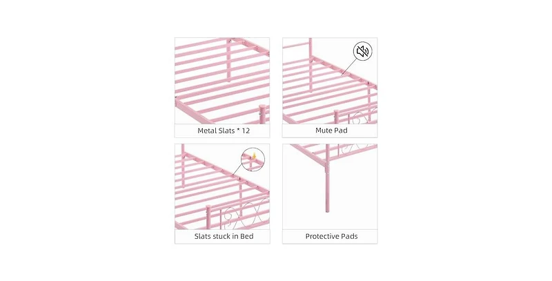 gaomon Twin Size Metal Platform Bed Frame with Headboard and Footboard