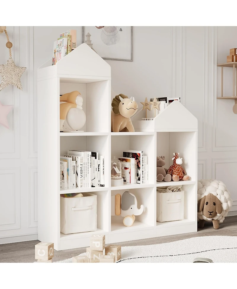 Gaomon 7-Cubby Kids Bookshelf Bookcase Toddlers Playhouse Cabinet Shelf
