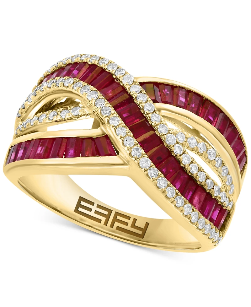 Effy Ruby (1-3/8 ct. t.w.) & Diamond (1/3 ct. t.w.) Crossover Statement Ring in 14k Gold