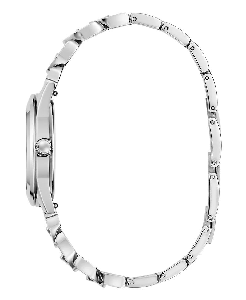 Guess Women's Analog Silver Tone Stainless Steel and Pink Silicone Interchangeable Strap Watch, 32mm