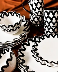 Coton Colors Arabesque Trim Scallop Salad Plates 4-Pc. Set, Service For 4
