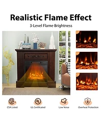 Sugift 1400W Tv Stand Electric Fireplace Mantel with Remote Control-Natural