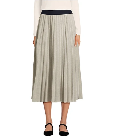 Lands' End Women's Knit Foil Pleated Midi Skirt