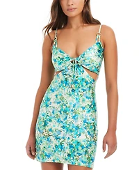 Red Carter Women's Printed Cutout Dress Swim Cover-Up