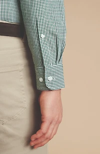 Charles Tyrwhitt Men's Slim Fit Button-Down Collar Non-Iron Stretch Poplin Mini Gingham Shirt