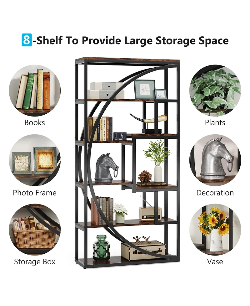 Tribesigns 70.8 inch Tall Bookshelf with 8 Open Storage Shelf,Industrial 5-Tier Etagere Bookcase